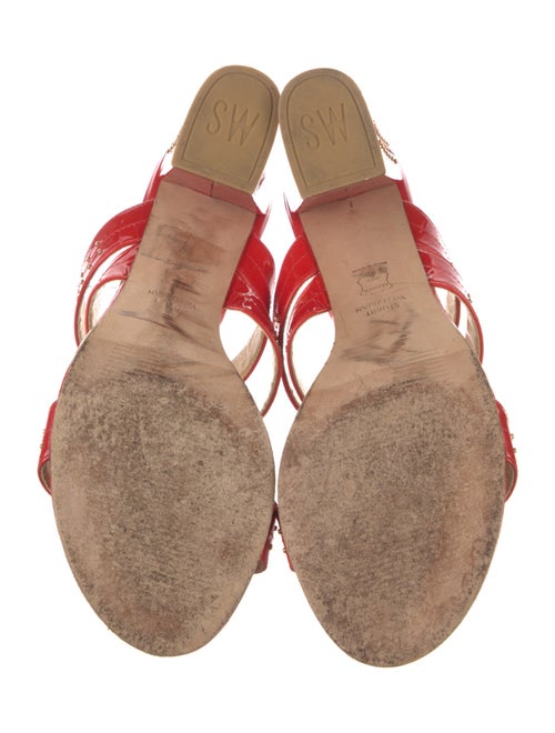 Stuart Weitzman Patent Leather Studded Accents Sandals