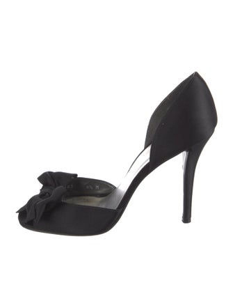Stuart Weitzman Satin Bow Accents D'Orsay Pumps