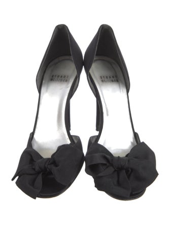 Stuart Weitzman Satin Bow Accents D'Orsay Pumps