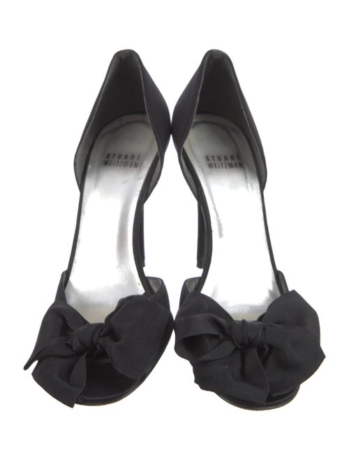 Stuart Weitzman Satin Bow Accents D'Orsay Pumps