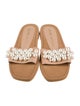 Stuart Weitzman Leather Beaded Accents Slides