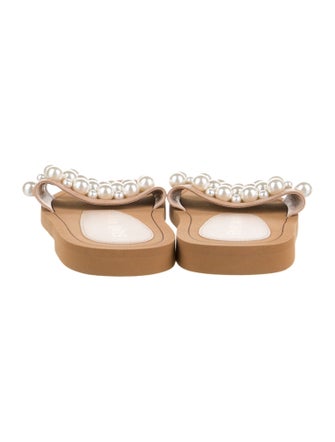Stuart Weitzman Leather Beaded Accents Slides