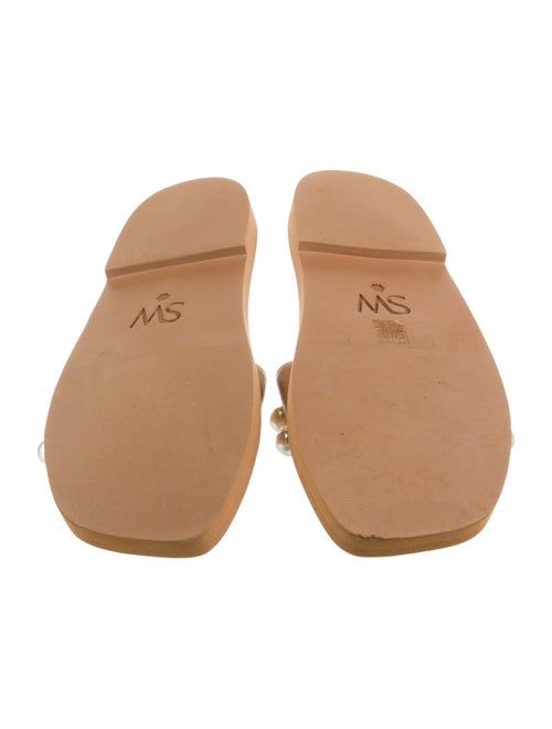 Stuart Weitzman Leather Beaded Accents Slides