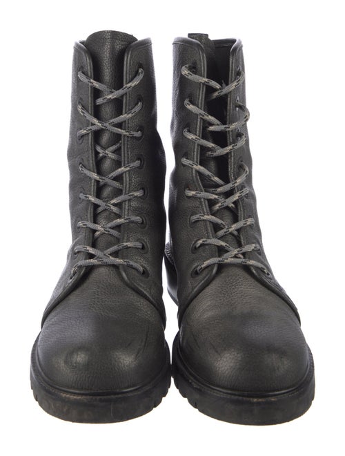 Stuart Weitzman Leather Glitter Accents Combat Boots