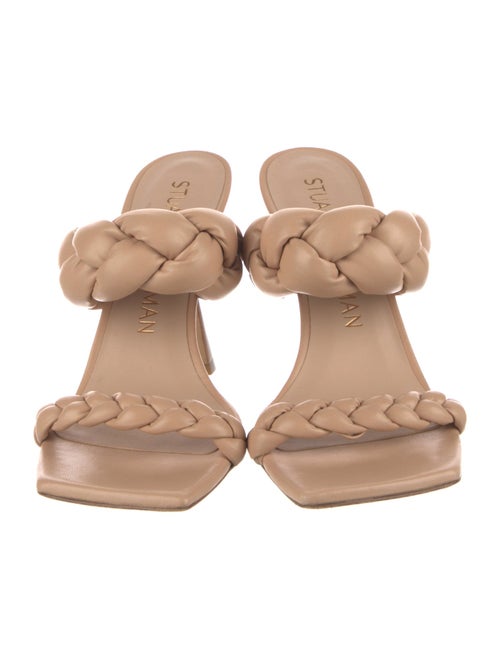 Stuart Weitzman Leather Braided Accents Slides
