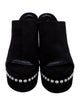 Stuart Weitzman Faux Pearl Accents Suede Slides