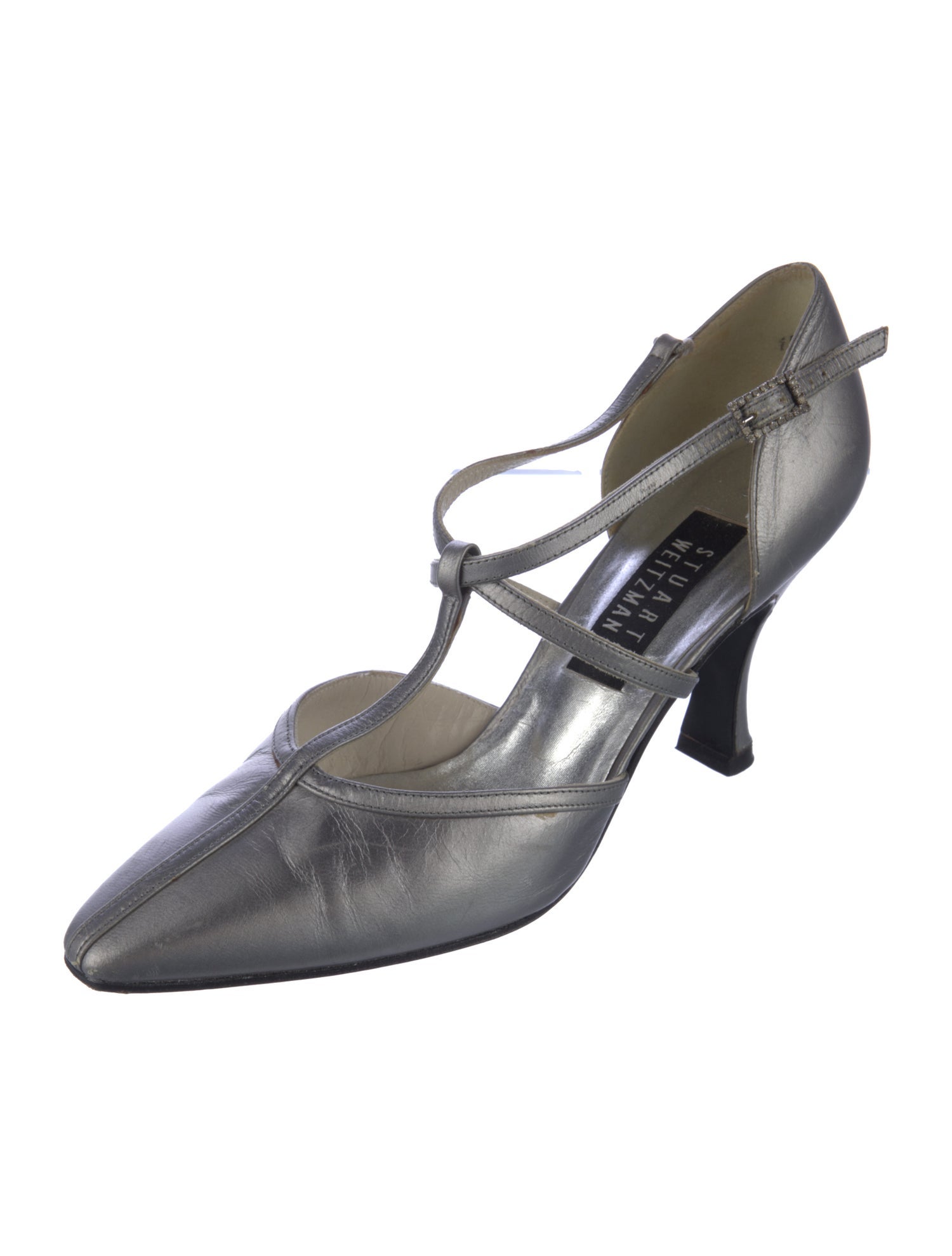 Stuart Weitzman Leather T-Strap Pumps