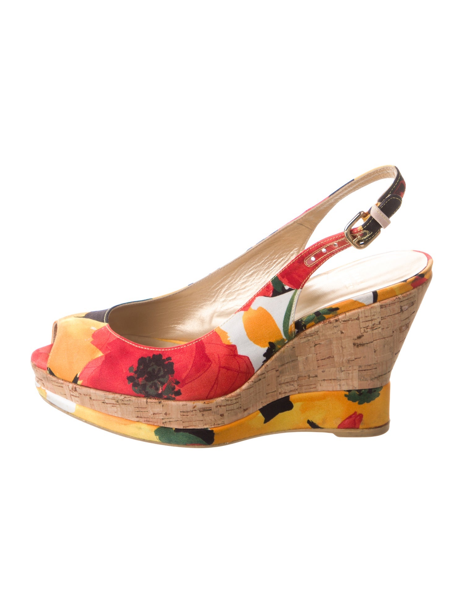 Stuart Weitzman Patent Leather Printed Slingback Pumps