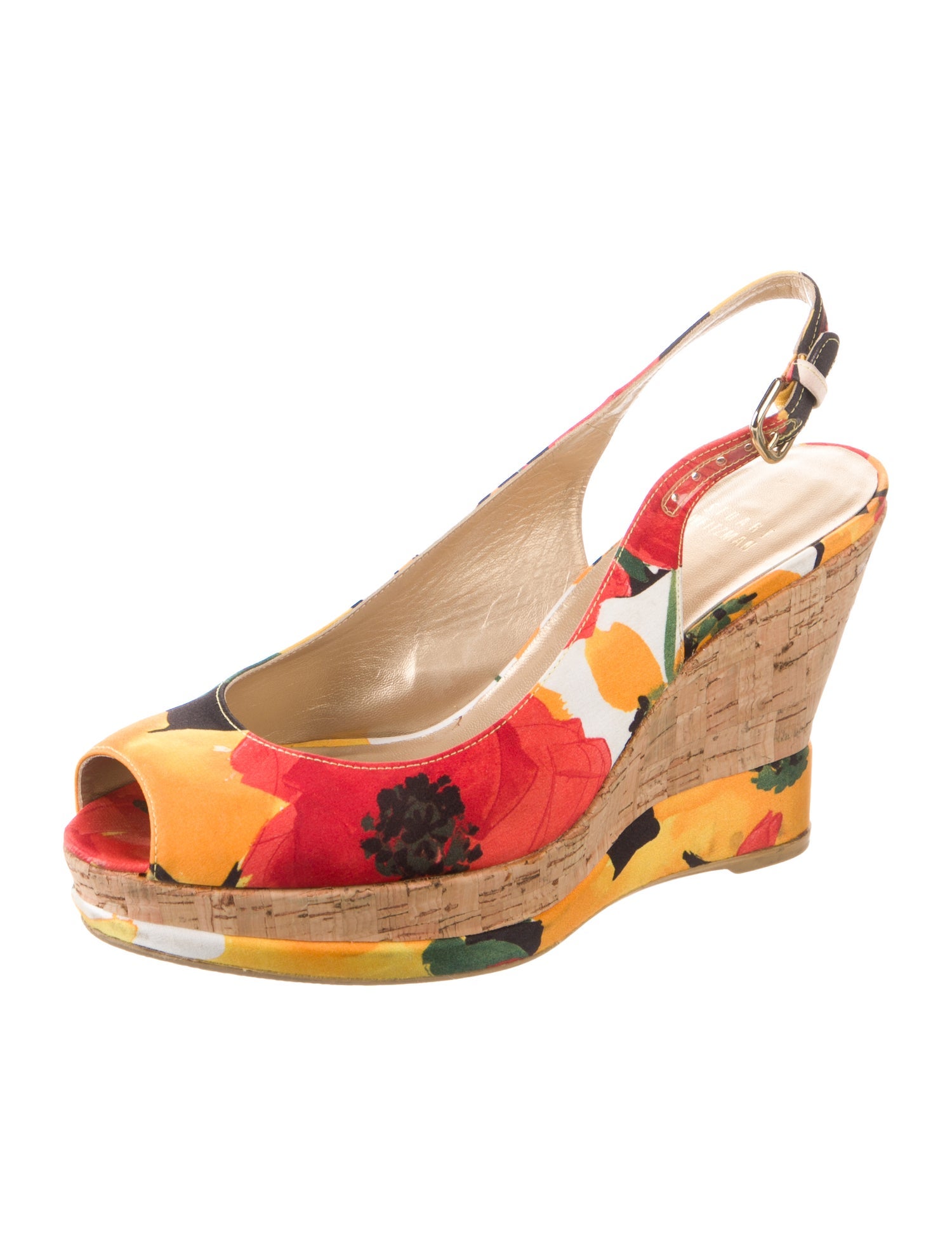 Stuart Weitzman Patent Leather Printed Slingback Pumps