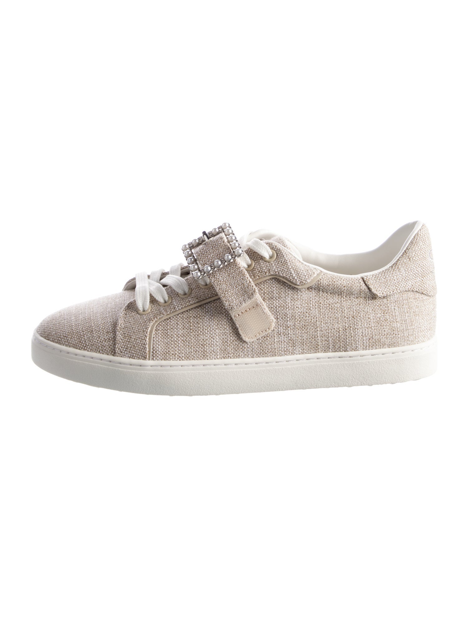 Stuart Weitzman Canvas Glitter Accents Sneakers