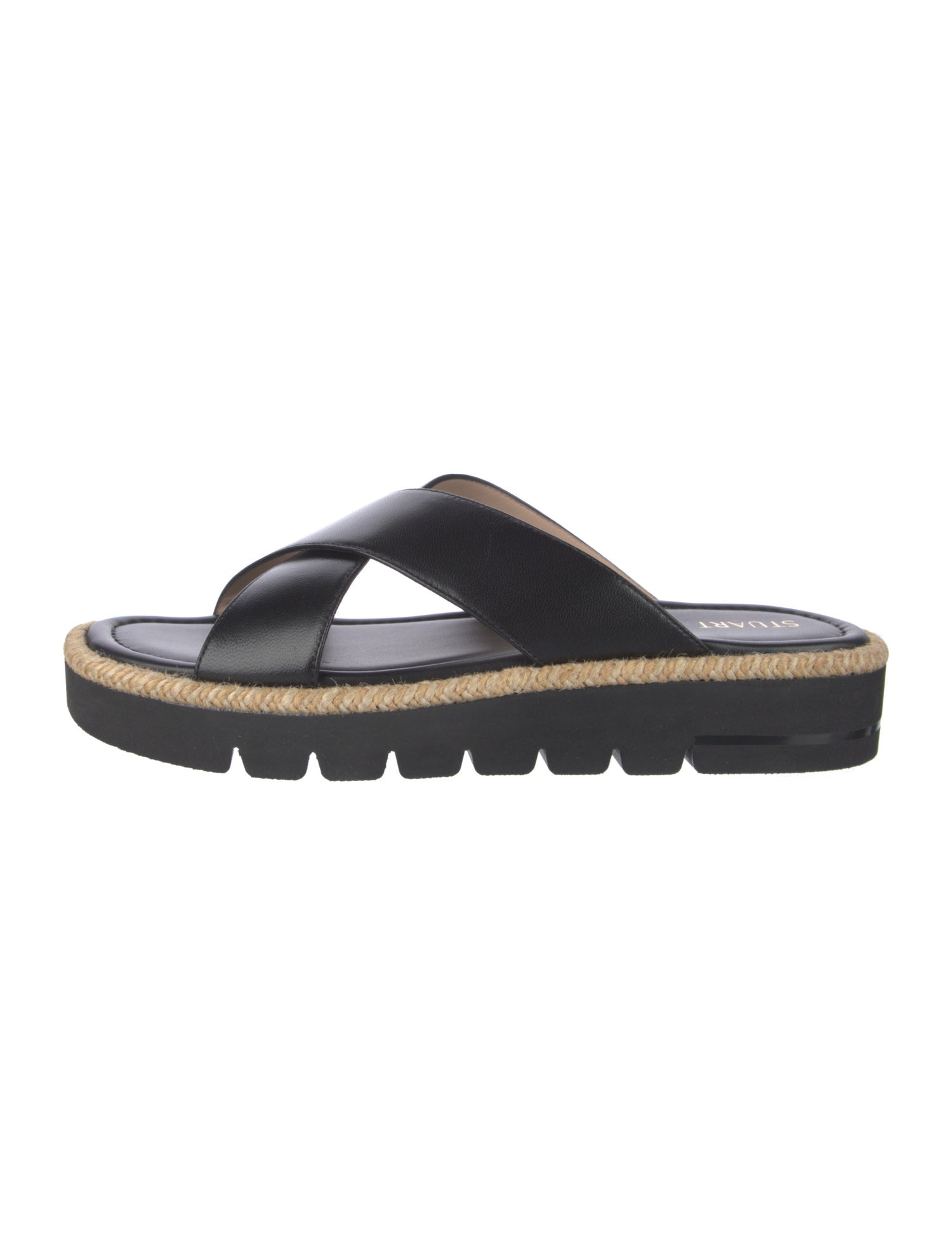 Stuart Weitzman Leather Colorblock Pattern Slides