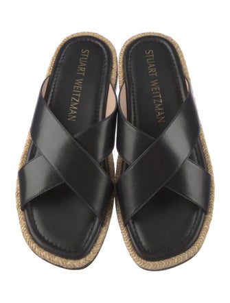 Stuart Weitzman Leather Colorblock Pattern Slides