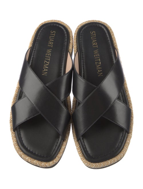 Stuart Weitzman Leather Colorblock Pattern Slides