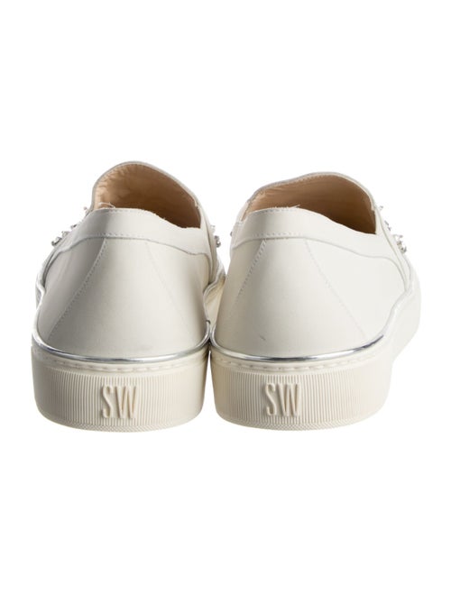 Stuart Weitzman Leather Crystal Embellishments Loafers