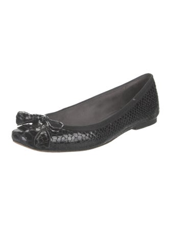 Stuart Weitzman Patent Leather Tassel Accents Ballet Flats