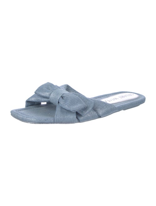 Stuart Weitzman Denim Bow Accents Slides