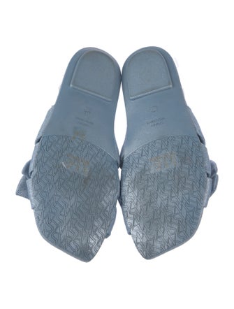 Stuart Weitzman Denim Bow Accents Slides