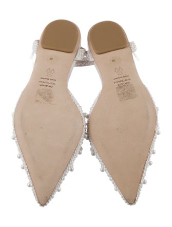 Stuart Weitzman Satin Beaded Accents Slingback Flats
