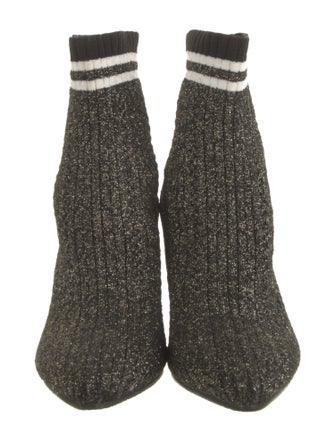 Stuart Weitzman Leather Trim Embellishment Sock Boots