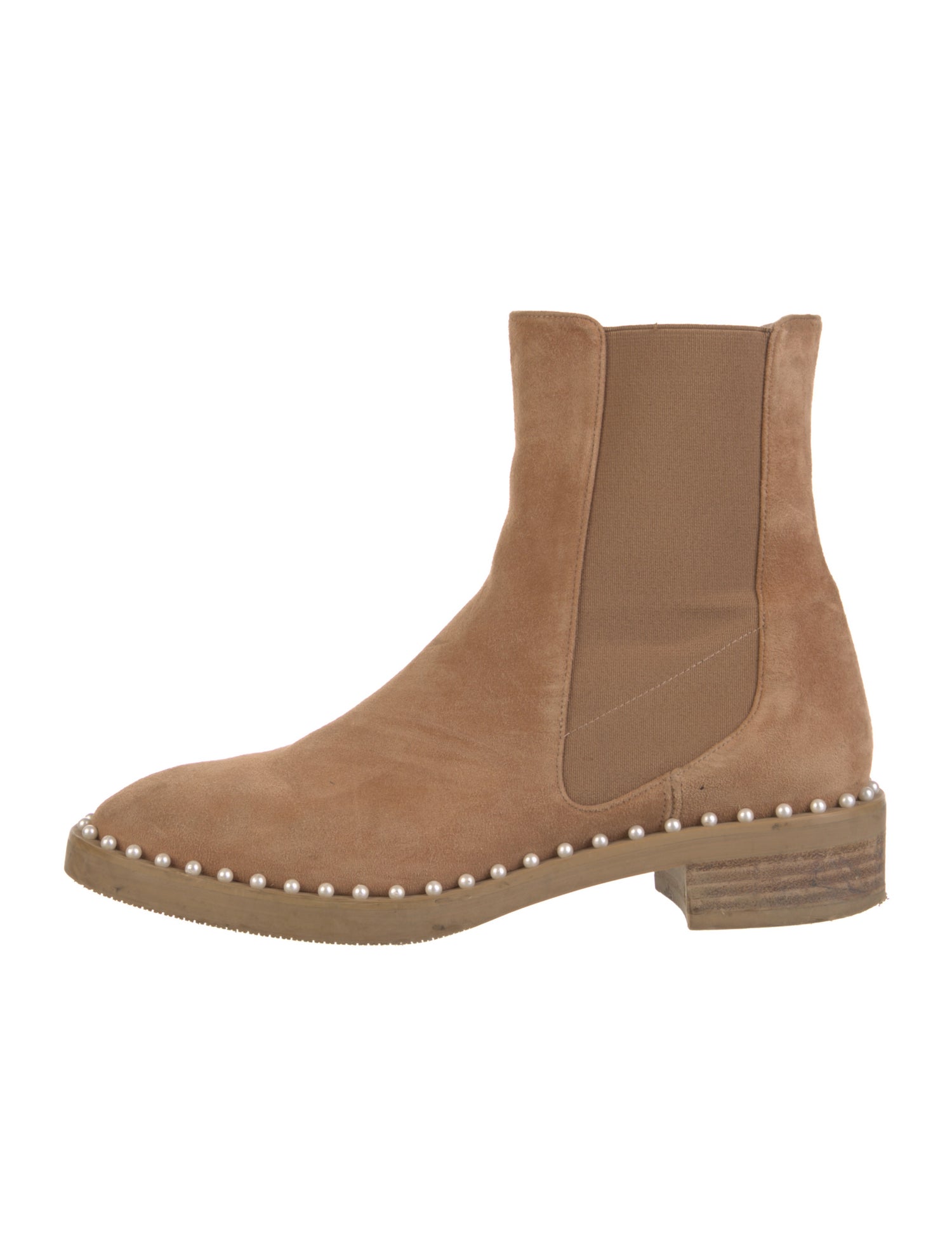 Stuart Weitzman Suede Beaded Accents Chelsea Boots