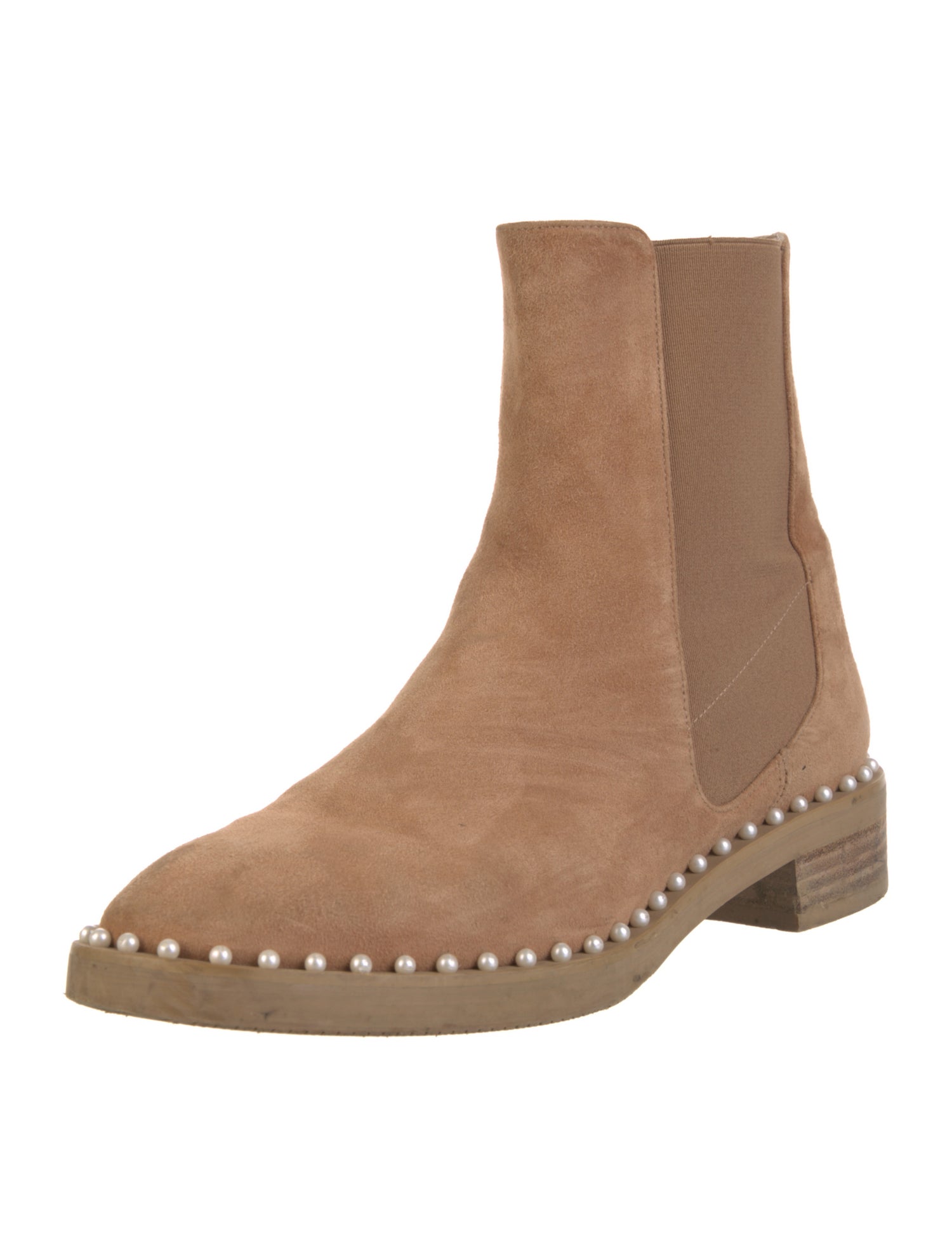 Stuart Weitzman Suede Beaded Accents Chelsea Boots