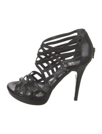 Stuart Weitzman Leather Cutout Accent Gladiator Sandals