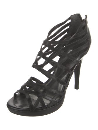 Stuart Weitzman Leather Cutout Accent Gladiator Sandals