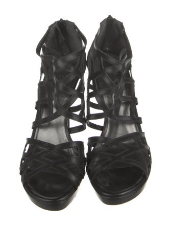 Stuart Weitzman Leather Cutout Accent Gladiator Sandals