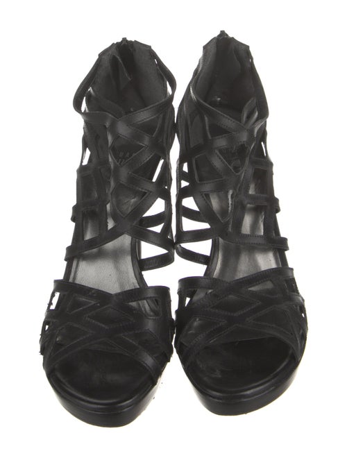 Stuart Weitzman Leather Cutout Accent Gladiator Sandals