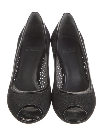 Stuart Weitzman Suede Lasercut Accents Pumps