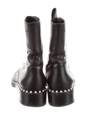 Stuart Weitzman Leather Studded Accents Combat Boots