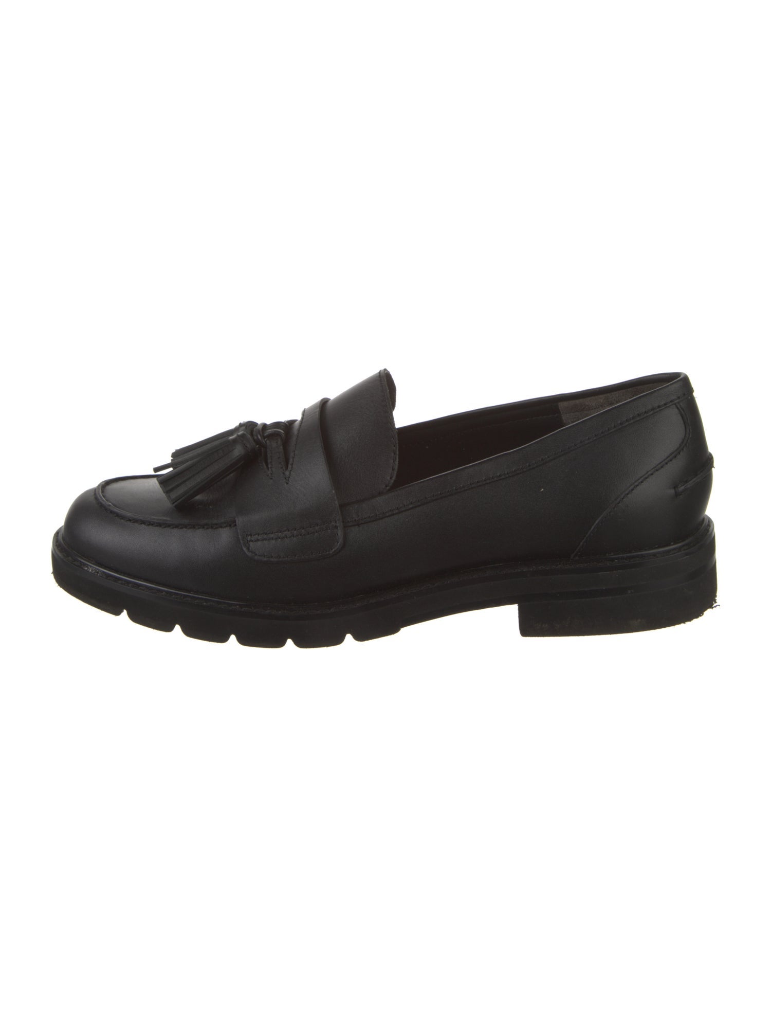 Stuart Weitzman Leather Tassel Accents Loafers
