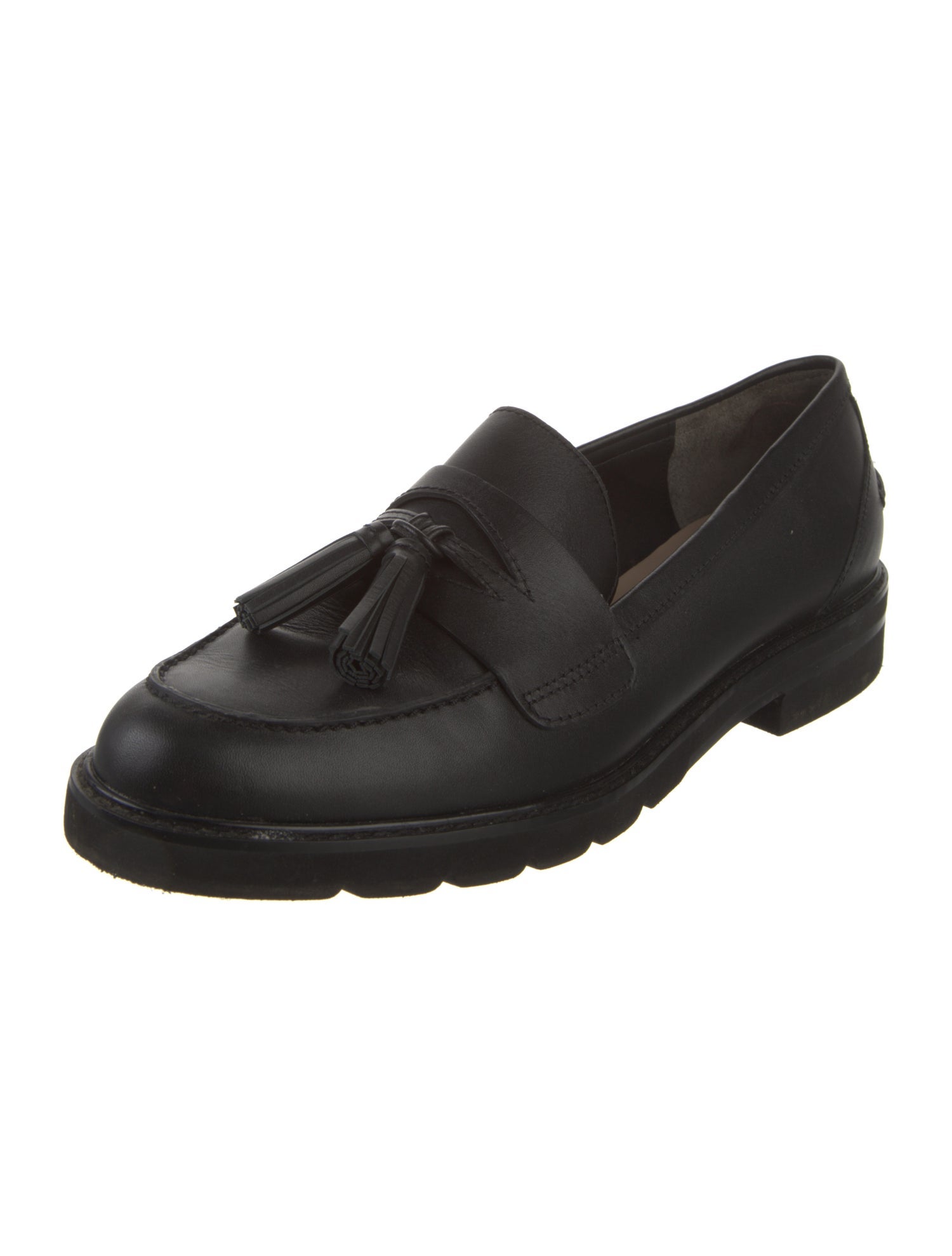 Stuart Weitzman Leather Tassel Accents Loafers