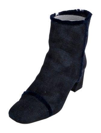 Stuart Weitzman Denim Fringe Trim Accent Boots