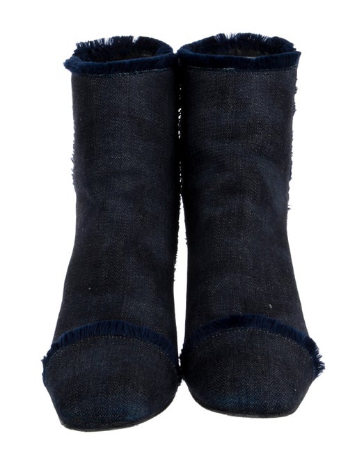 Stuart Weitzman Denim Fringe Trim Accent Boots