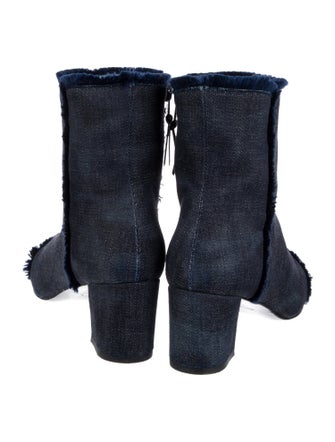 Stuart Weitzman Denim Fringe Trim Accent Boots
