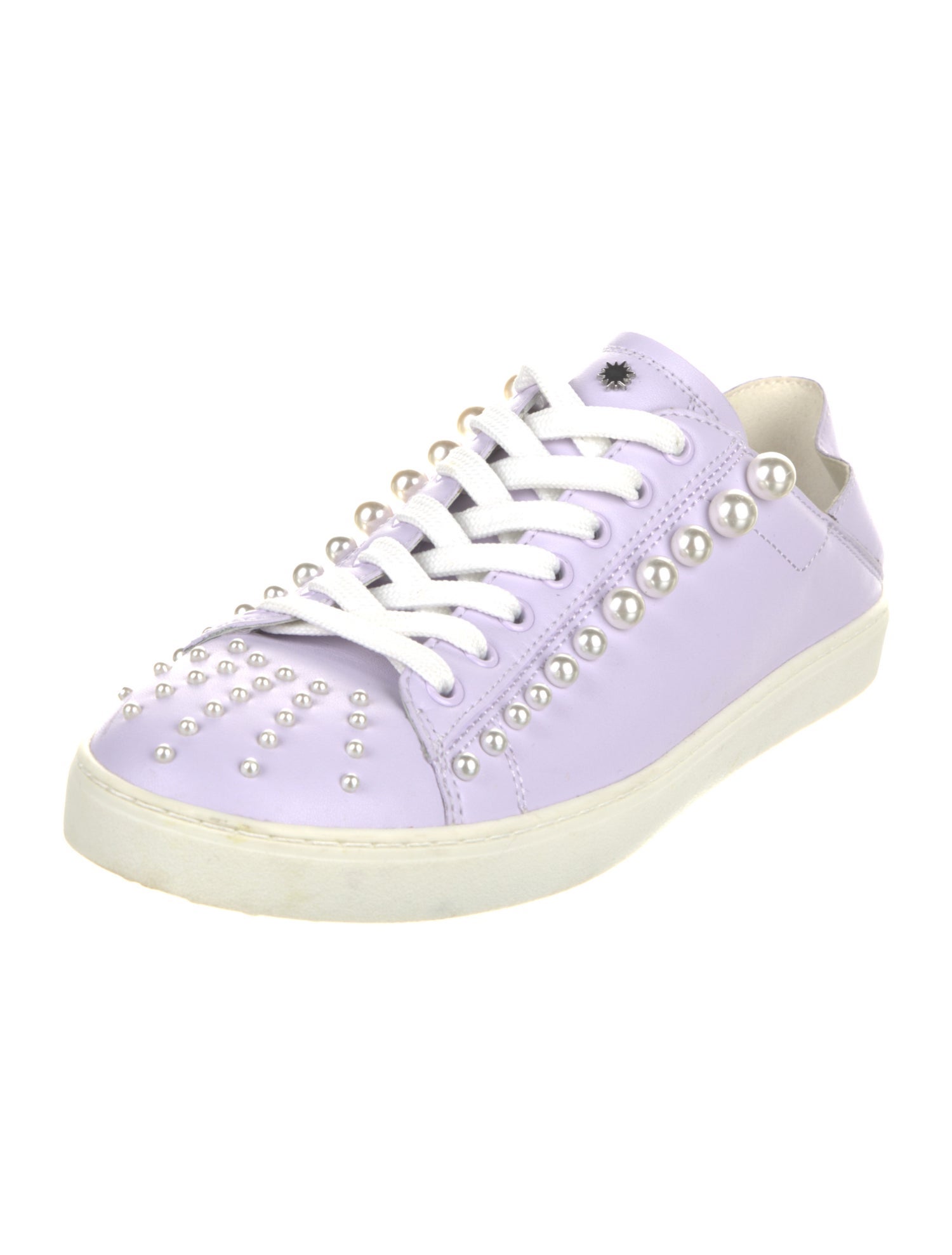 Stuart Weitzman Leather Beaded Accents Sneakers