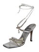 Stuart Weitzman Leather Crystal Embellishments Sandals