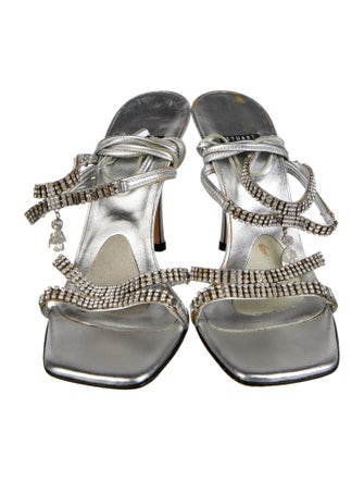 Stuart Weitzman Leather Crystal Embellishments Sandals