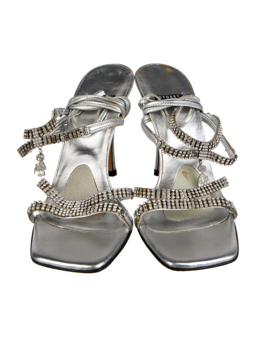 Stuart Weitzman Leather Crystal Embellishments Sandals