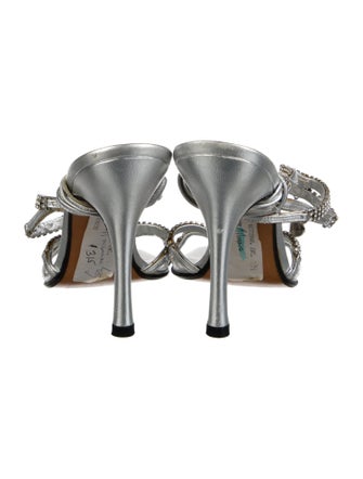 Stuart Weitzman Leather Crystal Embellishments Sandals