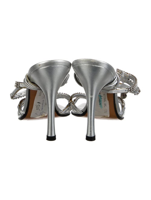 Stuart Weitzman Leather Crystal Embellishments Sandals