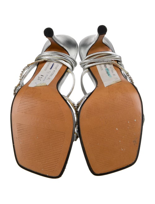 Stuart Weitzman Leather Crystal Embellishments Sandals