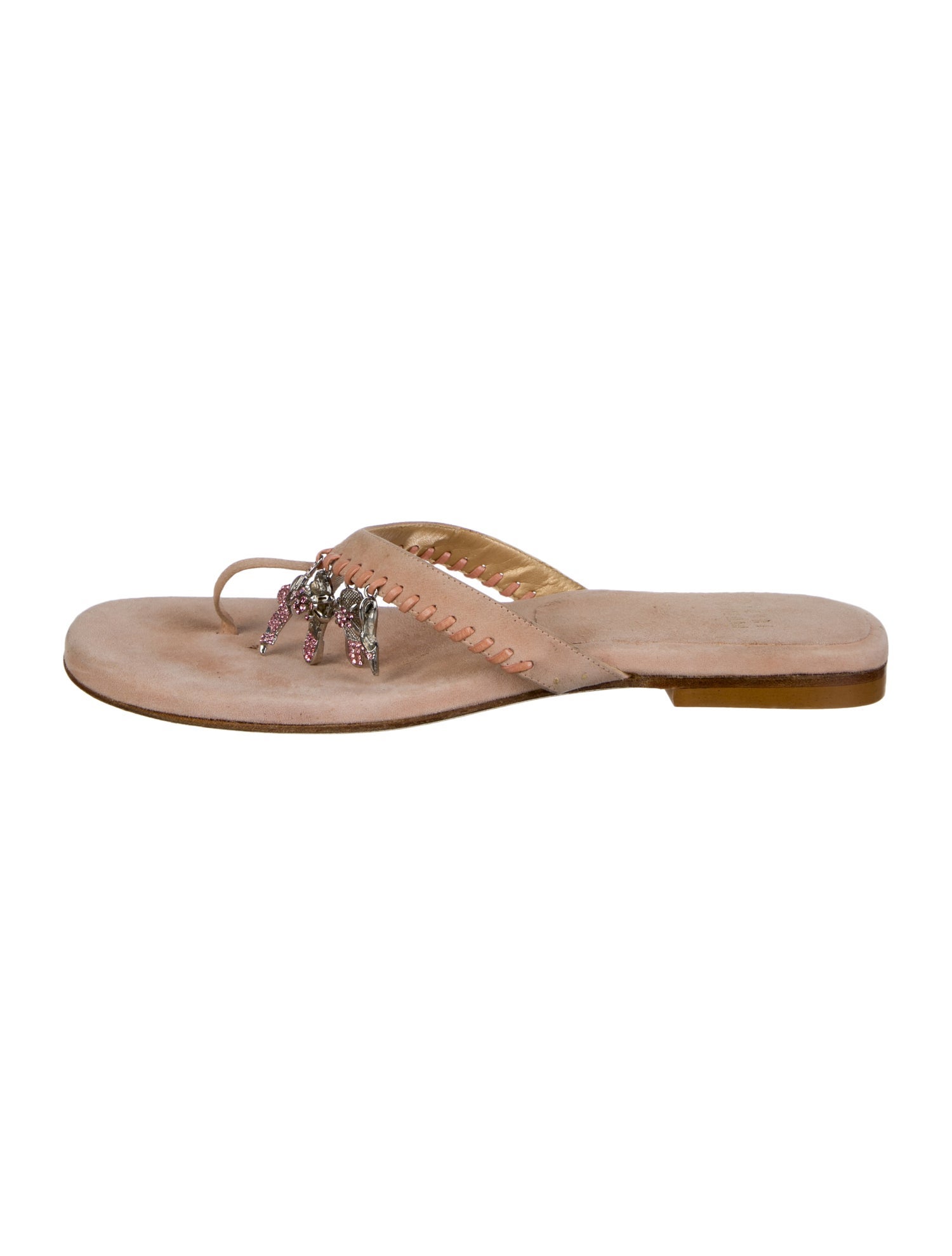 Stuart Weitzman Suede Crystal Embellishments Slides