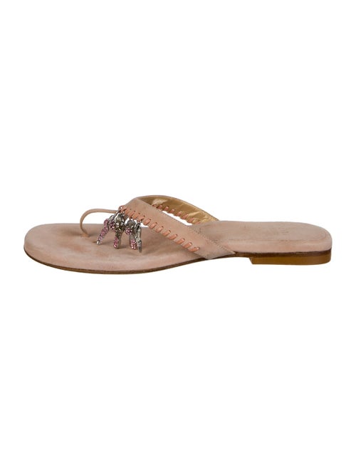 Stuart Weitzman Suede Crystal Embellishments Slides