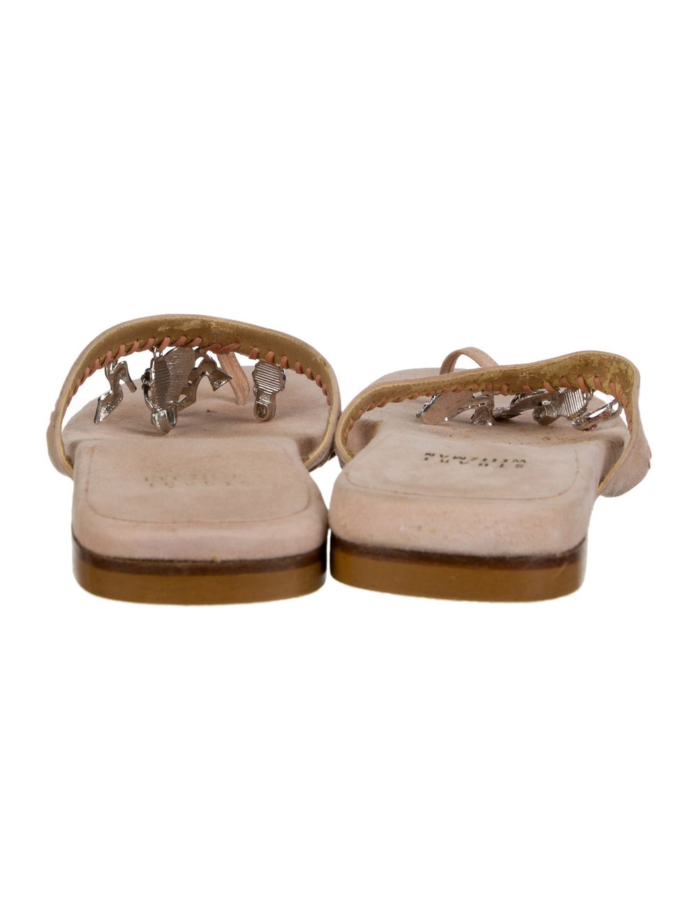 Stuart Weitzman Suede Slides Neutrals Crystal Emb… - image 4
