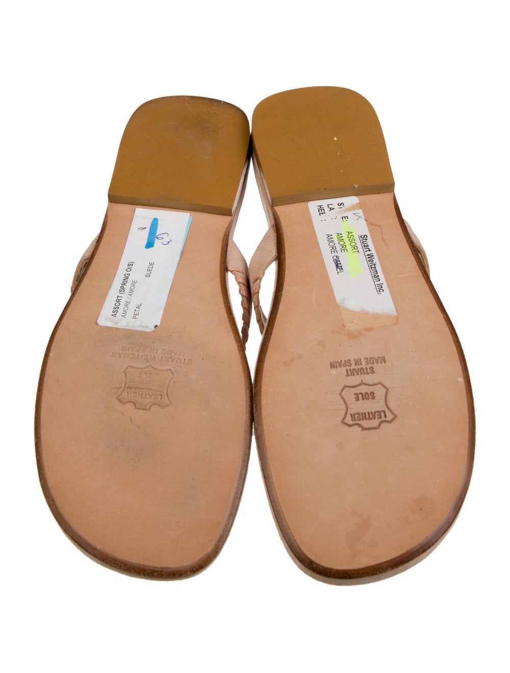 Stuart Weitzman Suede Slides Neutrals Crystal Emb… - image 5