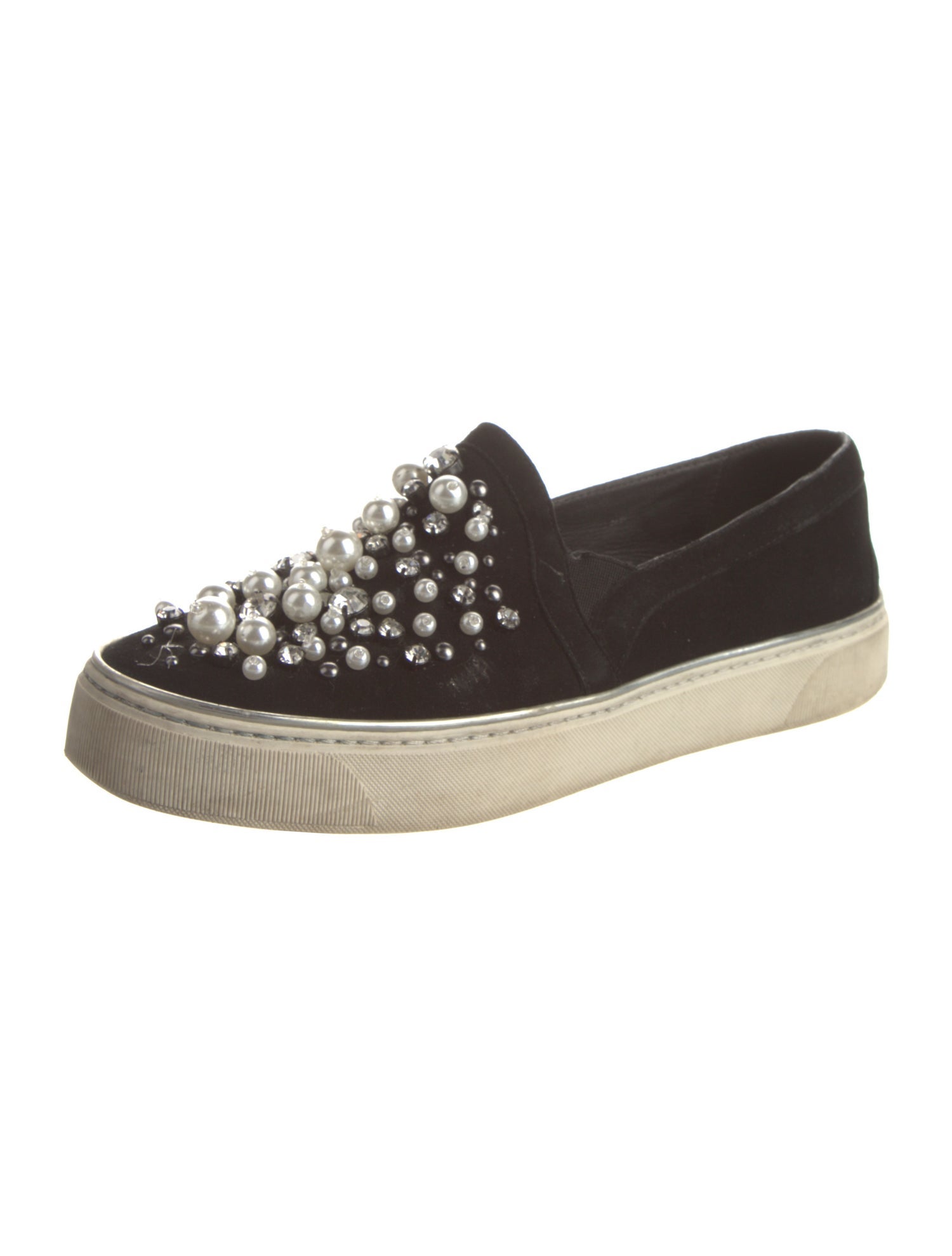 Stuart Weitzman Suede Crystal Embellishments Sneakers