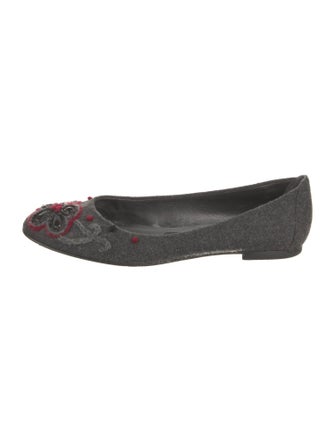 Stuart Weitzman Wool Floral Print Flats