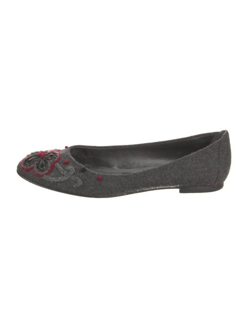 Stuart Weitzman Wool Floral Print Flats
